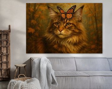 Maine Coon with autumn butterfly by Imperial Art House