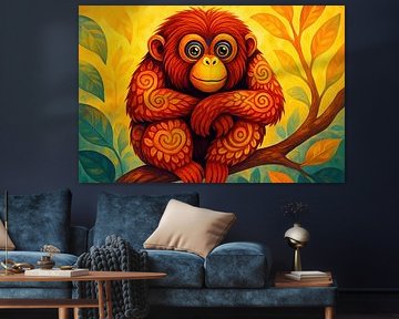 Cheerful monkey on a branch by Imperial Art House