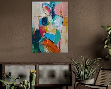 Woman Abstract | Woman Portrait in Bright Colours by Eye catching paintings