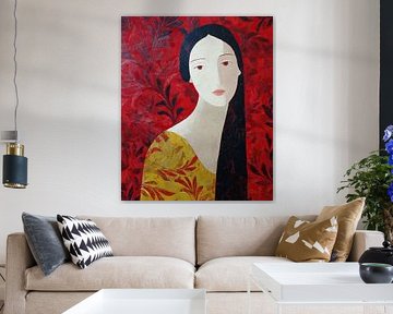 Frau und Blumen Hintergrund von Kunst Laune