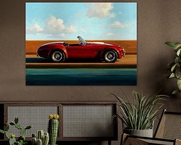 Klassischer Shelby Cobra Rot Sportwagen Ölgemälde