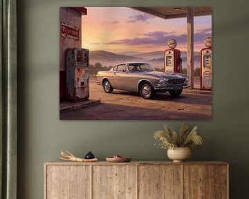 Oldtimer Volvo P1800 an der Sunset-Tankstelle