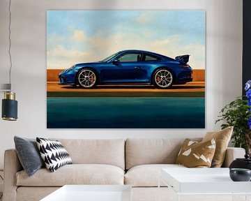 Blauer Porsche 911 GT3 Ölgemälde