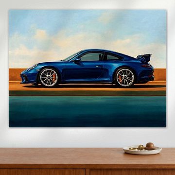 Blue Porsche 911 GT3 Oil Painting