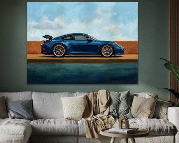 Blauer Porsche 911 GT3 Impressionistisches Gemälde