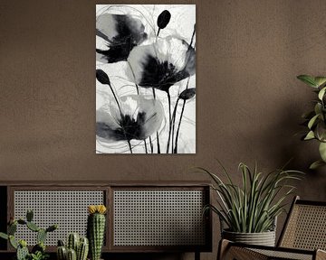 Charcoal Poppy Stems