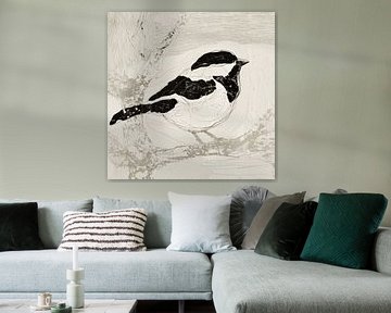Minimalistischer Vogel auf Ast