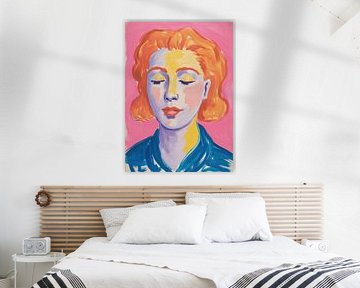 Levendig portret: vrouw in oranje en roze van Niklas Maximilian