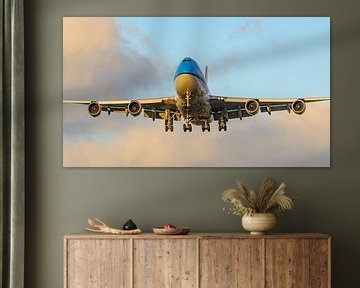 Landende KLM Boeing 747-400M Jumbojet.