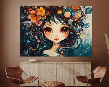 La jeune fille à la couronne de fleurs sur Peintures accrocheuses