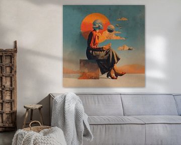 Melancholische vrouw die in stilte zit