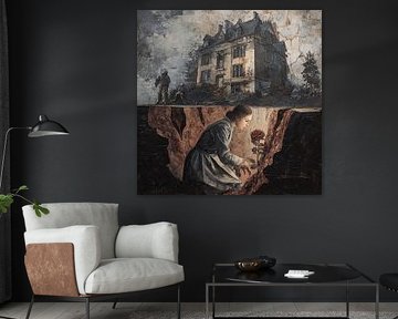 Hoop die boven stille ruïnes uitstijgt