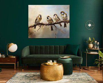 Graceful Sparrows by Eye catching paintings