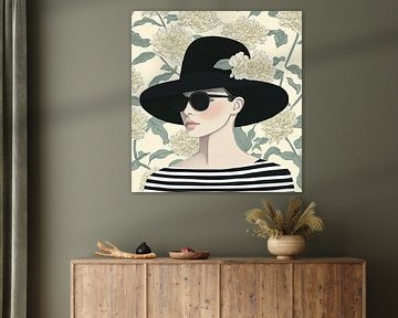 Femme au chapeau | Femme élégante avec chapeau et fleurs