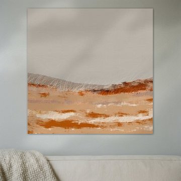 Dunes. Paysage minimaliste abstrait dans des tons chauds et terreux. sur Dina Dankers