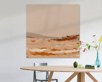 Romantic hills. Abstract minimalist landscape in beige, brown, terra. by Dina Dankers