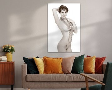 Erotisch, vrouwelijk naakt in high key-stijl