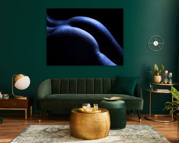 Erotisch vrouwelijk naakt in blauw