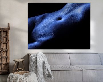 Erotisch vrouwelijk naakt in blauw