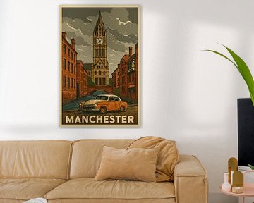 Vintage Travel Manchester Cityscape