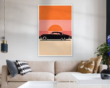 Vintage Car Sunset Silhouette by irgian firmansyah