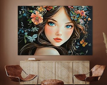 Girl and Butterflies by Eye catching paintings
