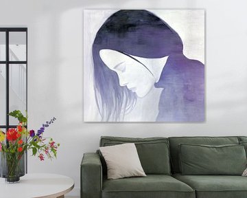 woman profile | Quiet Under Purple Veil by ARTEO Paintings
