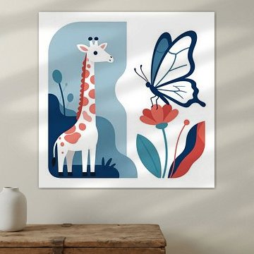 Giraffe and butterfly