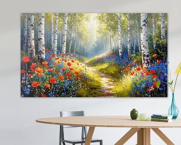 Bouleaux au bord d'un chemin forestier – Paysage forestier sur AidasignArt