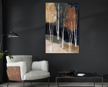 Birch Forest in Gold and Teal