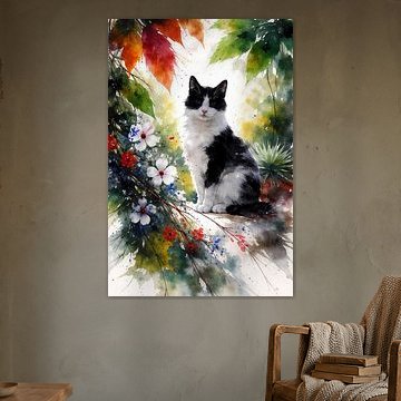 Katze zwischen den Blumen