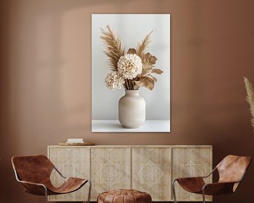Composition florale séchée neutre style bohème – Décoration d'intérieur minimaliste à base d'herbe de la pampa sur Kimita Jennaira