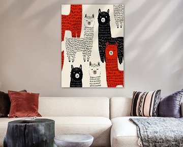 Adorable Llamas in Black and Red