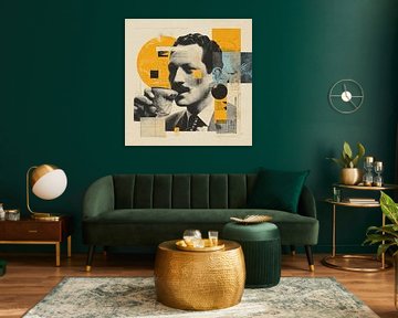 Elderly Man Flat Surreal Collage by Aden Pink Studio