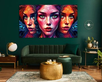 Surreal portrait of a woman with patterns by AidasignArt