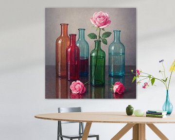 Flaschen und Rosen von Jutta Maria Pusl