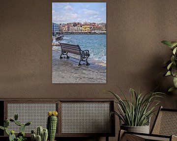 Bank auf der Promenade in Chania, Kreta