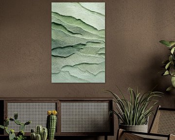 Texture abstraite dans un motif en relief vert tendre sur Eva Lee