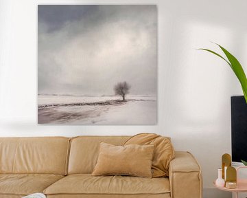 Einsamer Baum am Winterufer