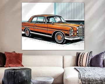 Retro Classic Convertible Side Pop Art Portrait by Ramy Salah Hefny