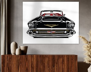 Retro Vintage Classic Car Front Pop Art Portrait by Ramy Salah Hefny