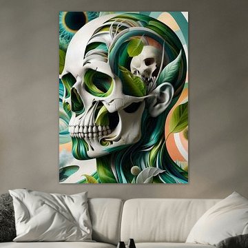 Grüne botanische Schädel-Fusion