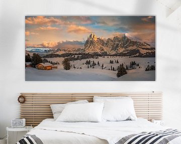 Stimmungsvoller Sonnenuntergang auf der Seiser Alm