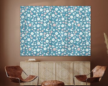 Wildblumen blau weiß rosa