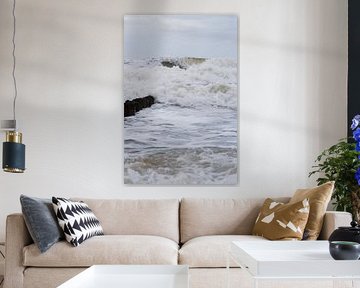 Waves crash against the coast of Zeeland by Marjolijn van den Berg