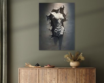 surrealistische wanddecoratie gezicht of torso