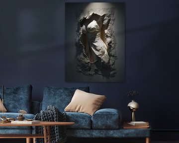 Minimalist 3D wall art with architectural depth illusion