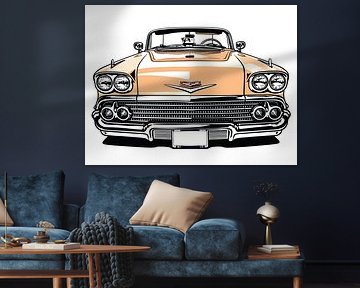 Retro Classic Convertible Front Pop Art Portrait by Ramy Salah Hefny