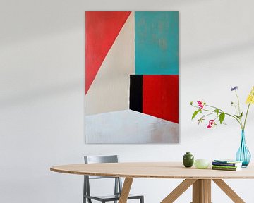 Red Turquoise | Red Block Turquoise Wall by Modern Collection
