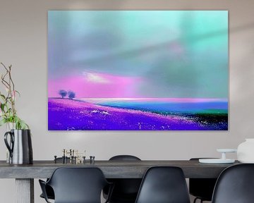 Blumenwiese | Neon-lila Wiese von Kunst Laune